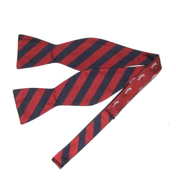 Chaps Repp Stripe Bow Tie Silk Red Blue White Men's OS Adjustable - Picture 1 of 2